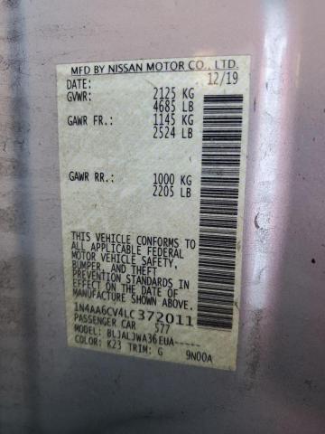 Photo 10 from auction – 2020 NISSAN MAXIMA SV with VIN 1N4AA6CV4LC372011