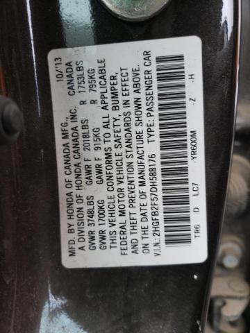 Photo 10 from auction – 2013 HONDA CIVIC LX with VIN 2HGFB2F57DH588176