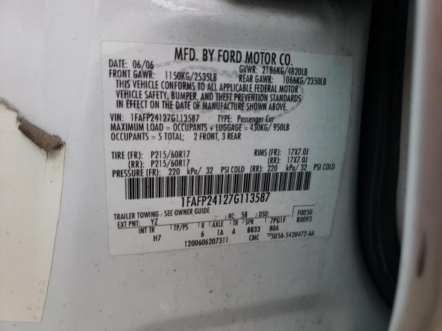 Photo 10 from auction – 2007 FORD FIVE HUNDR with VIN 1FAFP24127G113587