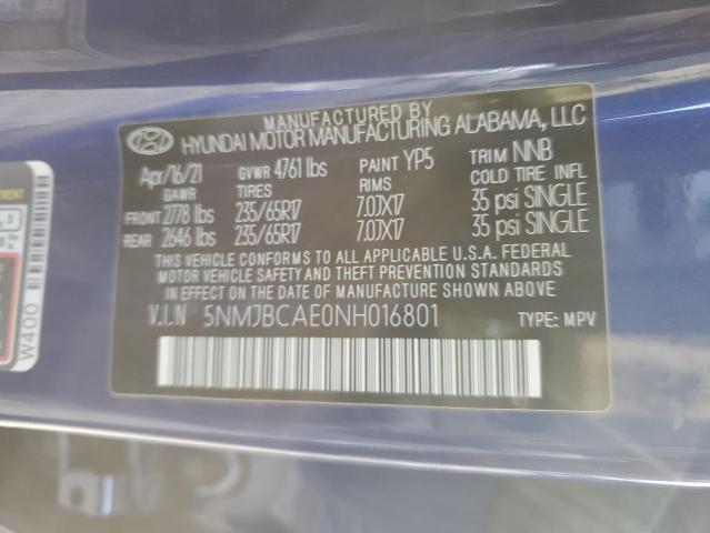 Photo 10 from auction – 2022 HYUNDAI TUCSON SEL with VIN 5NMJBCAE0NH016801
