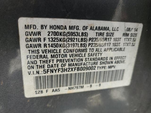 Photo 10 from auction – 2015 HONDA PILOT LX with VIN 5FNYF3H2XFB009002