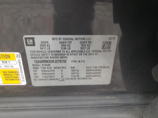 Photo 10 from auction – 2015 GMC ACADIA SLT with VIN 1GKKRRKD0FJ278732