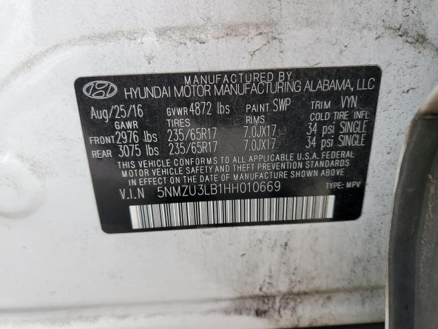 Photo 10 from auction – 2017 HYUNDAI SANTA FE S with VIN 5NMZU3LB1HH010669