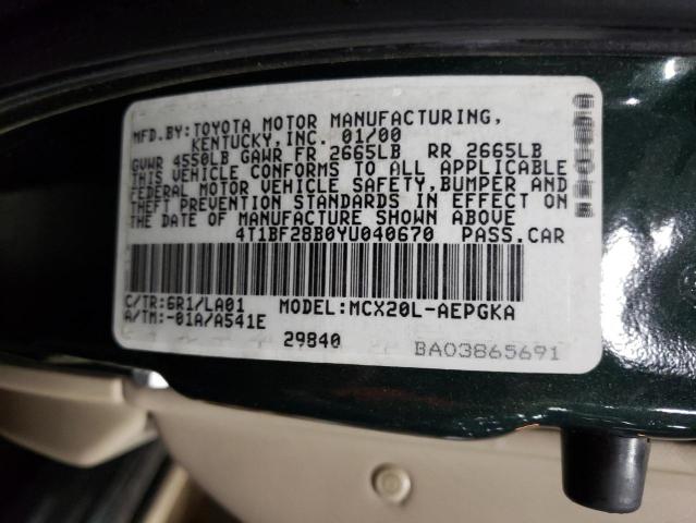 Photo 10 from auction – 2000 TOYOTA AVALON XL with VIN 4T1BF28B0YU040670