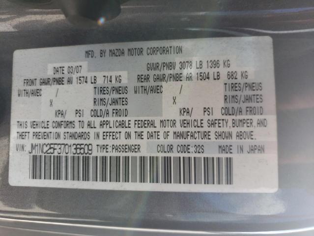 Photo 10 from auction – 2007 MAZDA MX-5 MIATA with VIN JM1NC25F370136509