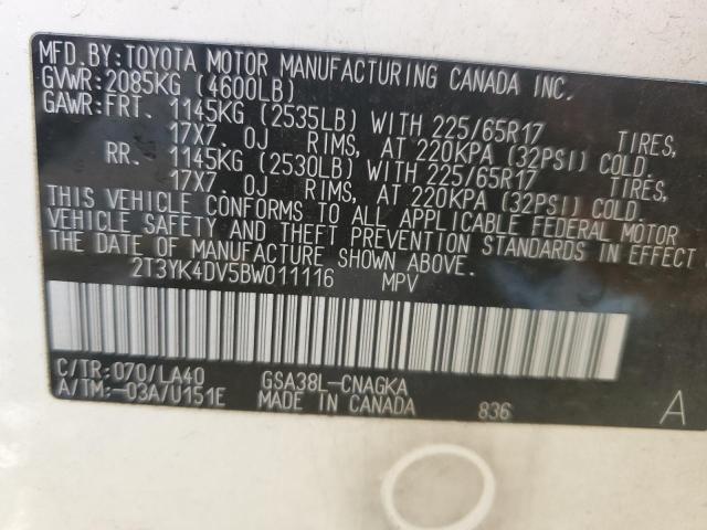 Photo 10 from auction – 2011 TOYOTA RAV4 LIMIT with VIN 2T3YK4DV5BW011116