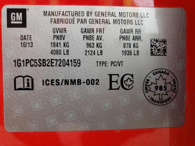 Photo 10 from auction – 2014 CHEVROLET CRUZE LT with VIN 1G1PC5SB2E7204159