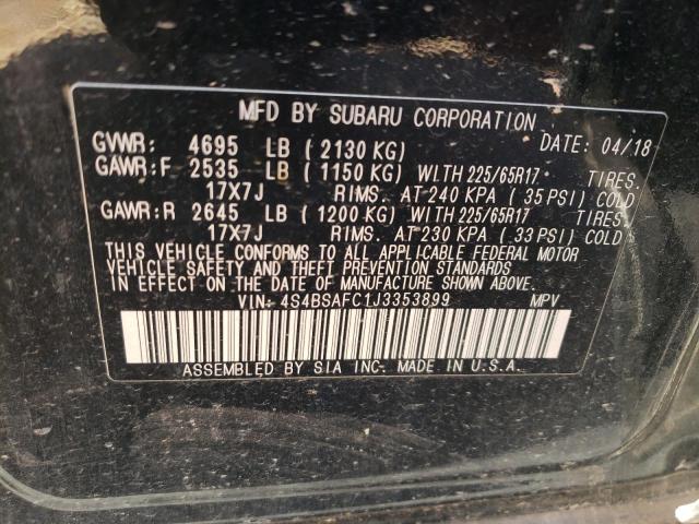 Photo 10 from auction – 2018 SUBARU OUTBACK 2. with VIN 4S4BSAFC1J3353899