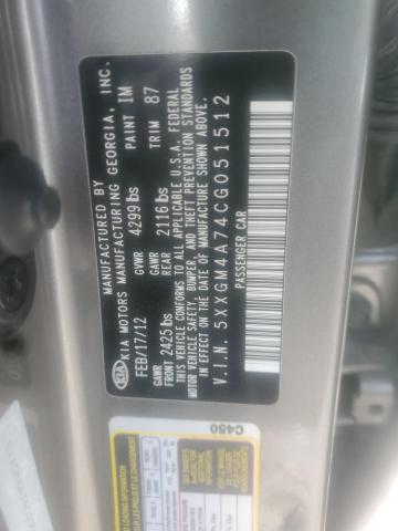 Photo 10 from auction – 2012 KIA OPTIMA LX with VIN 5XXGM4A74CG051512