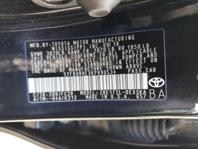 Photo 10 from auction – 2019 TOYOTA COROLLA L with VIN 5YFBURHEXKP890534