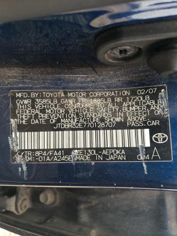 Photo 10 from auction – 2007 TOYOTA COROLLA CE with VIN JTDBR32E770128707