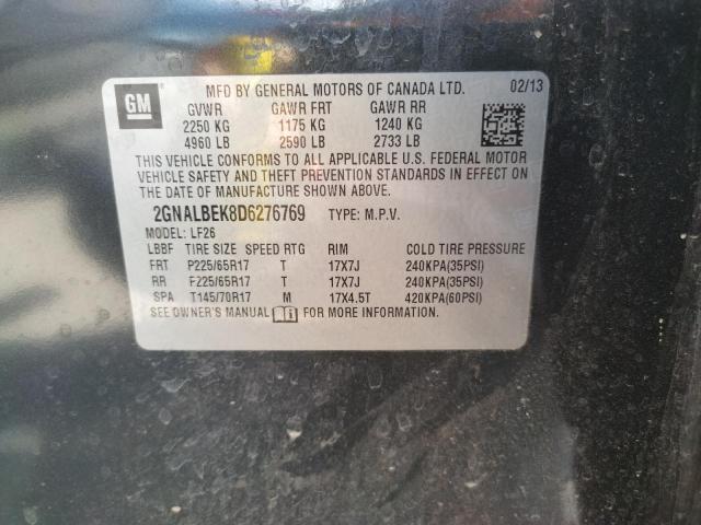 Photo 10 from auction – 2013 CHEVROLET EQUINOX LS with VIN 2GNALBEK8D6276769