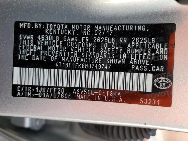 Photo 10 from auction – 2017 TOYOTA CAMRY LE with VIN 4T1BF1FK8HU749747