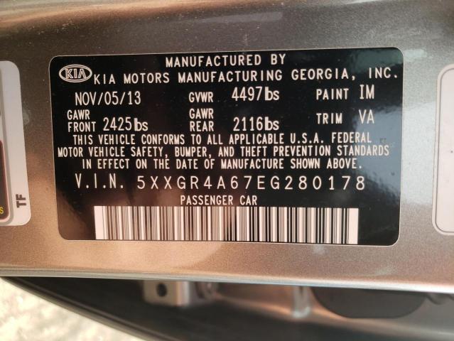 Photo 10 from auction – 2014 KIA OPTIMA SX with VIN 5XXGR4A67EG280178