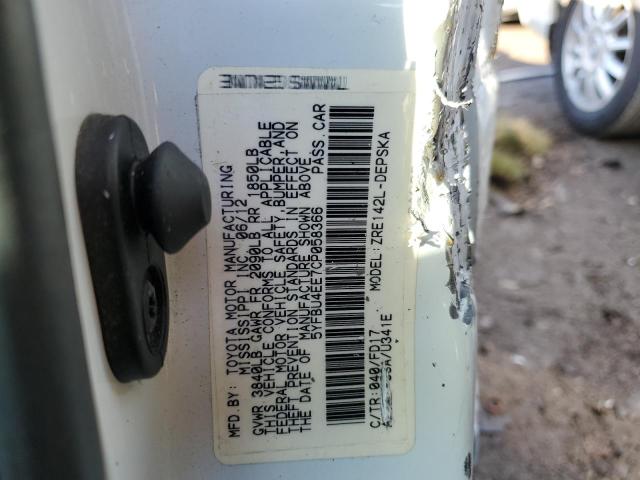 Photo 10 from auction – 2012 TOYOTA COROLLA BA with VIN 5YFBU4EE7CP058366