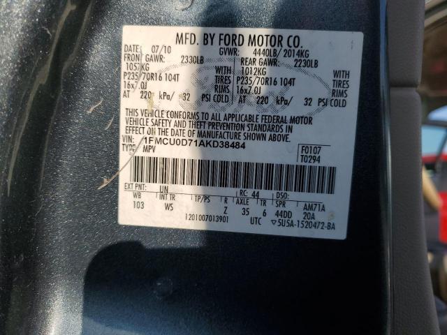 Photo 10 from auction – 2010 FORD ESCAPE XLT with VIN 1FMCU0D71AKD38484