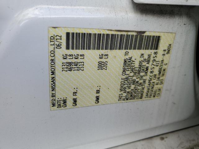 Photo 10 from auction – 2012 NISSAN MAXIMA S with VIN 1N4AA5AP6CC857958