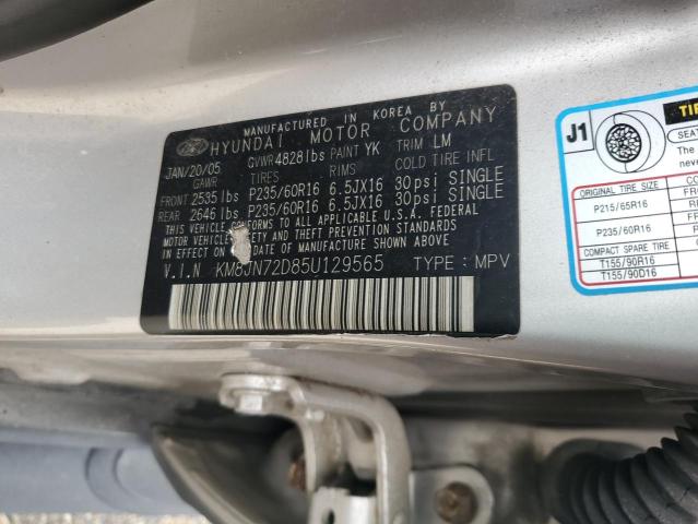 Photo 10 from auction – 2005 HYUNDAI TUCSON with VIN KM8JN72D85U129565