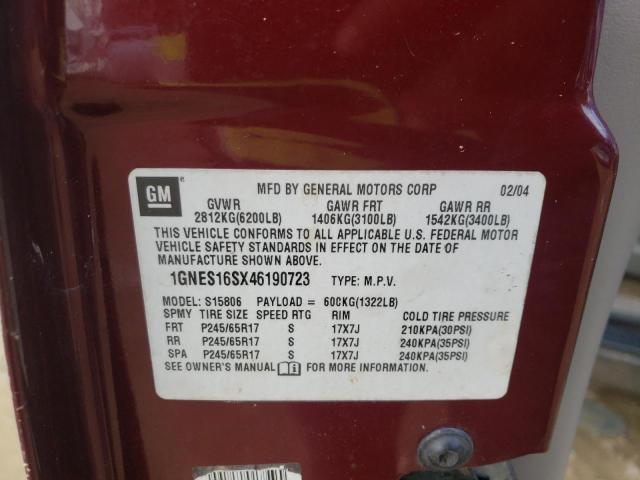 Photo 10 from auction – 2004 CHEVROLET TRAILBLAZE with VIN 1GNES16SX46190723