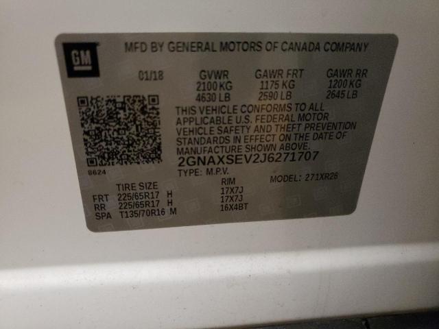 Photo 10 from auction – 2018 CHEVROLET EQUINOX LT with VIN 2GNAXSEV2J6271707