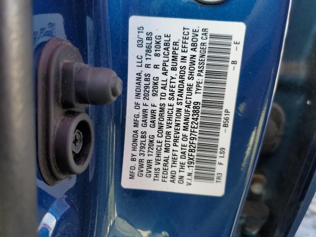Photo 10 from auction – 2015 HONDA CIVIC EXL with VIN 19XFB2F97FE243889