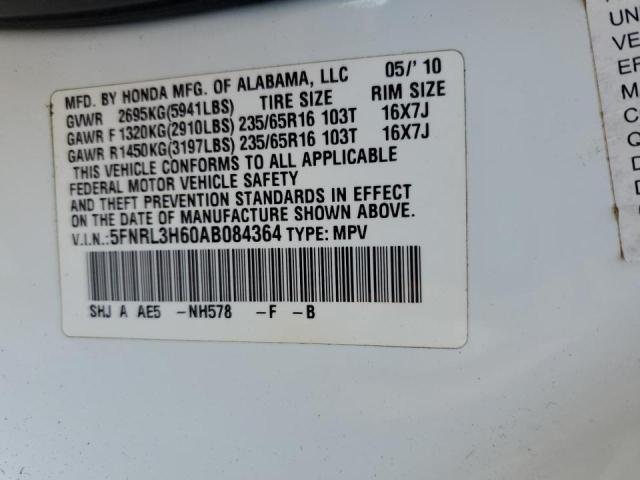 Photo 10 from auction – 2010 HONDA ODYSSEY EX with VIN 5FNRL3H60AB084364
