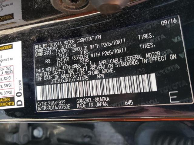 Photo 10 from auction – 2016 TOYOTA 4RUNNER SR with VIN JTEZU5JR1G5141495