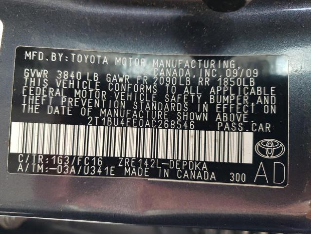 Photo 10 from auction – 2010 TOYOTA COROLLA BA with VIN 2T1BU4EE0AC268546