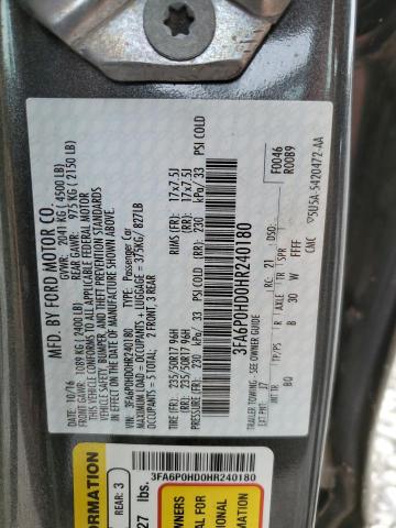 Photo 10 from auction – 2017 FORD FUSION SE with VIN 3FA6P0HD0HR240180