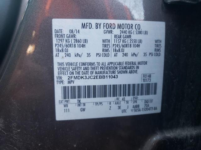 Photo 10 from auction – 2014 FORD EDGE SEL with VIN 2FMDK3JC2EBB11043