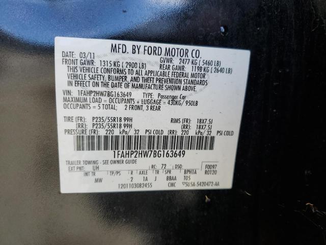 Foto 10 de la subasta – 2011 FORD TAURUS SEL con VIN 1FAHP2HW7BG163649