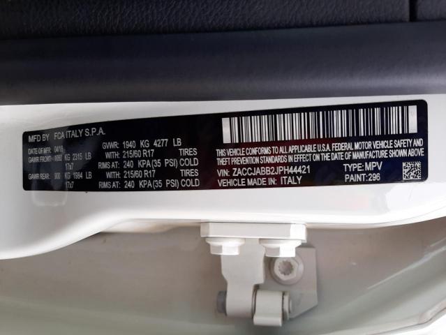 Photo 10 from auction – 2018 JEEP RENEGADE L with VIN ZACCJABB2JPH44421
