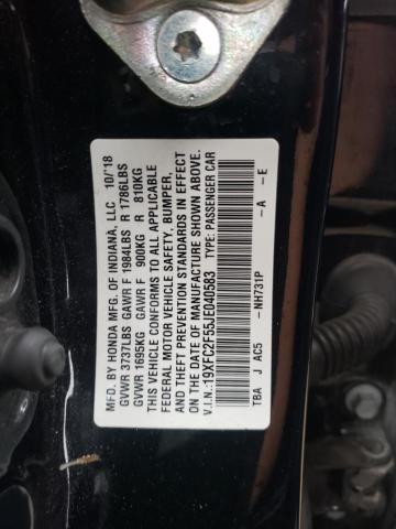 Photo 10 from auction – 2018 HONDA CIVIC LX with VIN 19XFC2F55JE040583