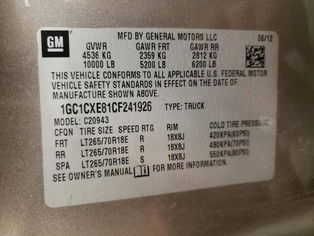 Photo 10 from auction – 2012 CHEVROLET 2500 with VIN 1GC1CXE81CF241926