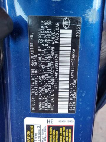 Photo 10 from auction – 2009 TOYOTA CAMRY BASE with VIN 4T1BE46K99U344261