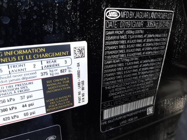 Photo 10 from auction – 2020 LAND ROVER RANGE ROVE with VIN SALWS2RU5LA881503
