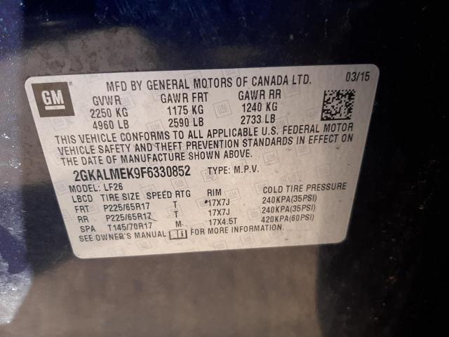 Photo 10 from auction – 2015 GMC TERRAIN SL with VIN 2GKALMEK9F6330852