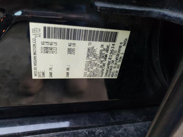 Photo 10 from auction – 2013 NISSAN MAXIMA S with VIN 1N4AA5AP8DC819634