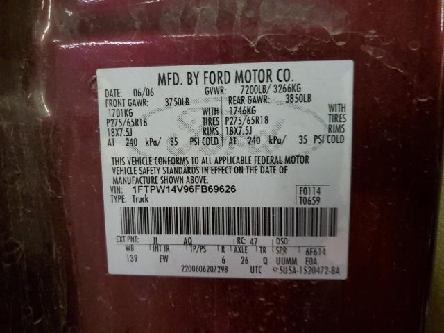 Photo 10 from auction – 2006 FORD F150 SUPER with VIN 1FTPW14V96FB69626