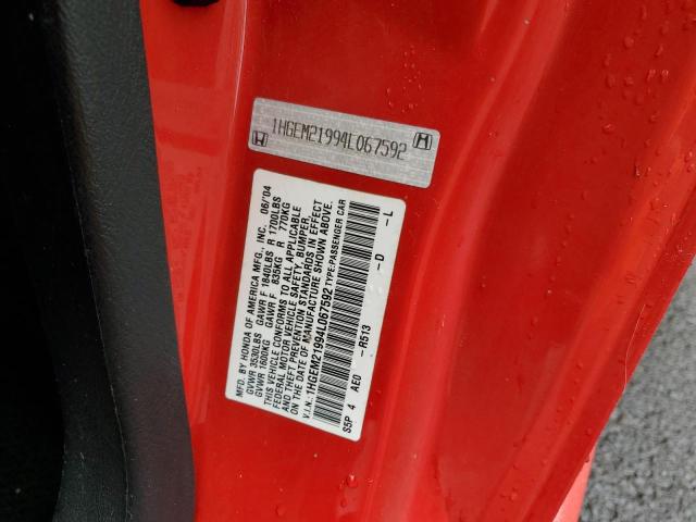Photo 10 from auction – 2004 HONDA CIVIC EX with VIN 1HGEM21994L067592