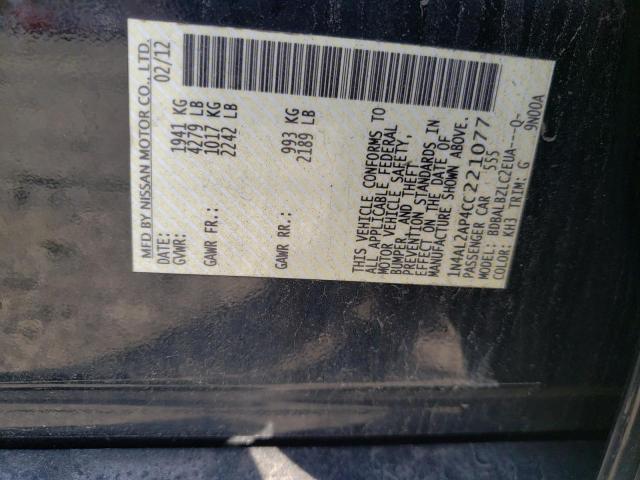Photo 10 from auction – 2012 NISSAN ALTIMA BAS with VIN 1N4AL2AP4CC221077