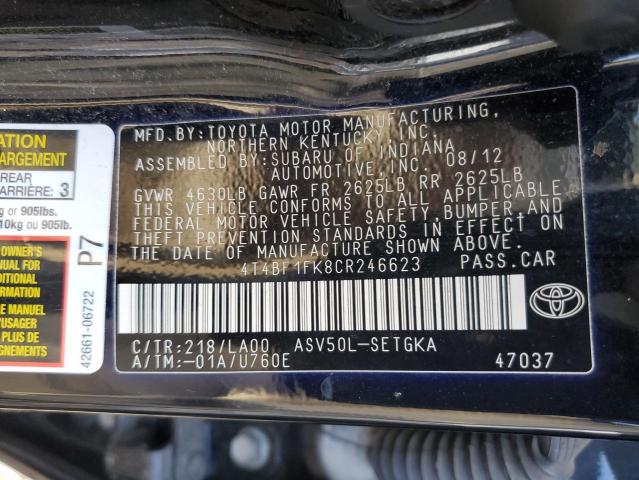 Photo 10 from auction – 2012 TOYOTA CAMRY BASE with VIN 4T4BF1FK8CR246623