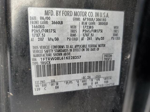 Photo 10 from auction – 2001 FORD F-150 with VIN 1FTRW08L61KE28357