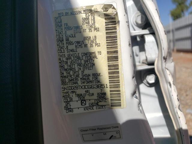 Photo 10 from auction – 2003 NISSAN XTERRA with VIN 5N1DD28TX3C663851
