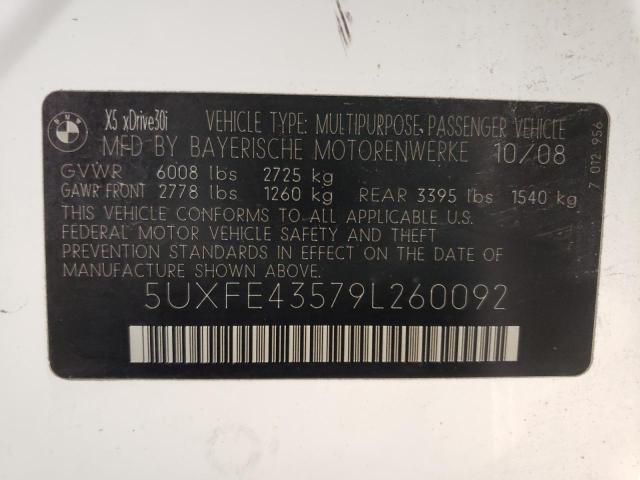 Photo 10 from auction – 2009 BMW X5 XDRIVE3 with VIN 5UXFE43579L260092