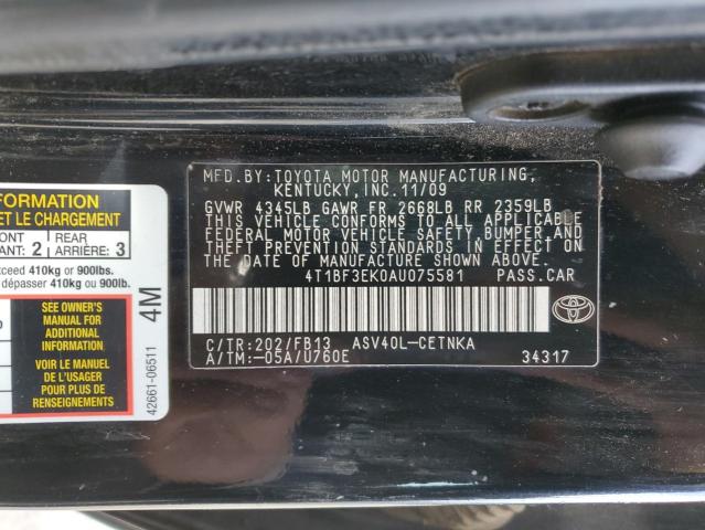 Photo 10 from auction – 2010 TOYOTA CAMRY BASE with VIN 4T1BF3EK0AU075581