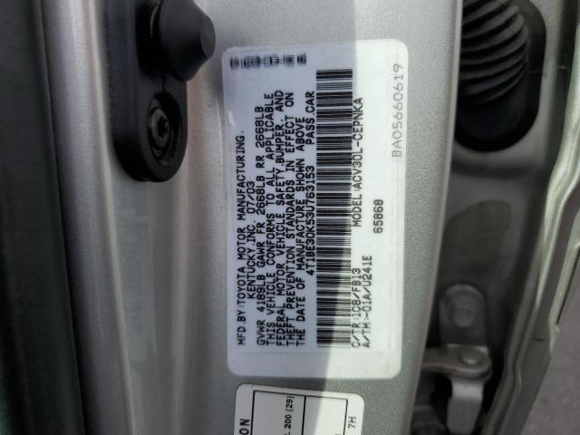 Photo 10 from auction – 2003 TOYOTA CAMRY LE with VIN 4T1BE30K53U763153
