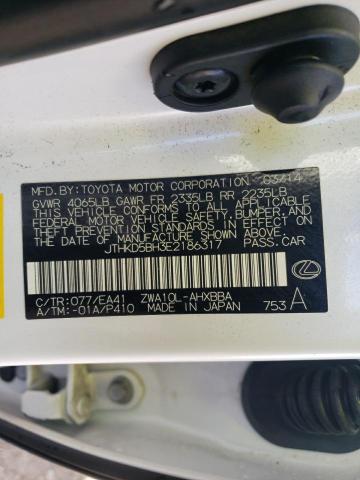 Photo 10 from auction – 2014 LEXUS CT 200 with VIN JTHKD5BH3E2186317