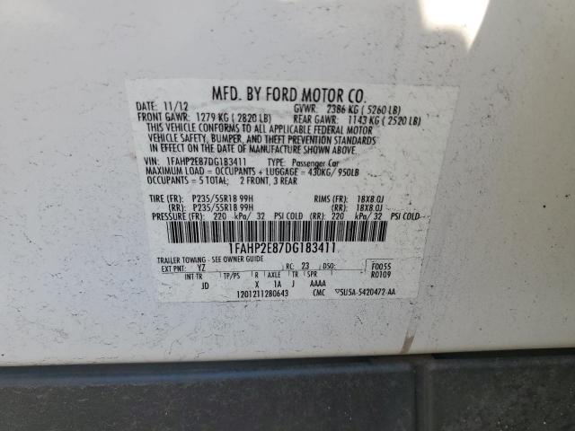 Photo 12 from auction – 2013 FORD TAURUS SEL with VIN 1FAHP2E87DG183411