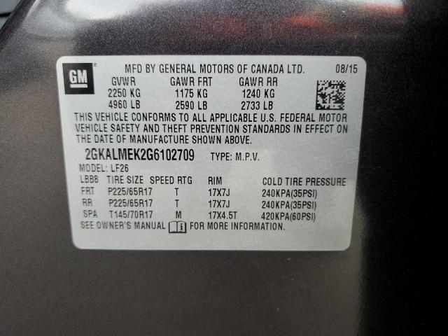 Photo 10 from auction – 2016 GMC TERRAIN SL with VIN 2GKALMEK2G6102709